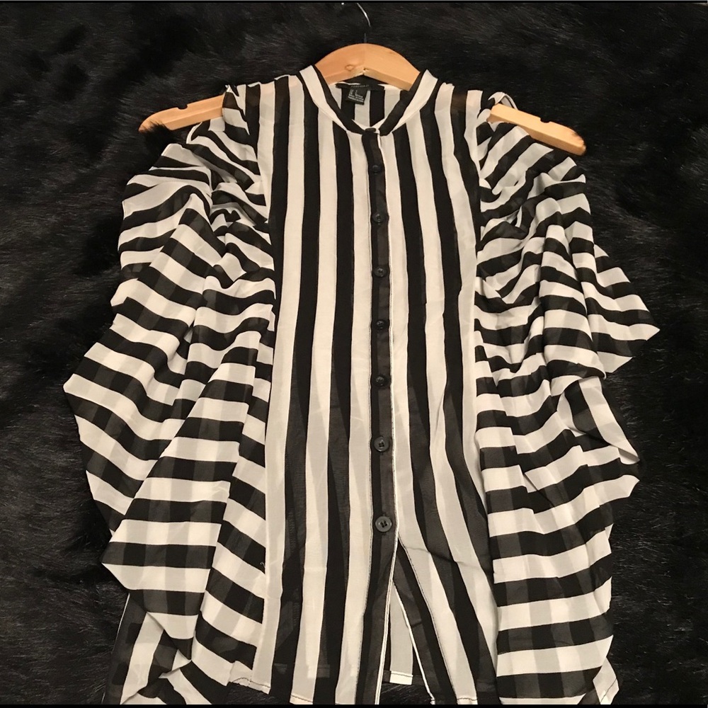 Forever 21 Striped Blouse with Flowy Sides